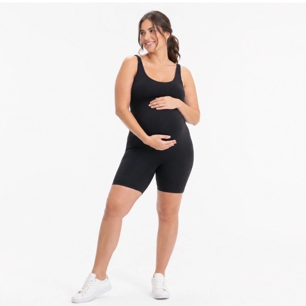 Isabel Maternity Unitard Romper Women Small Black NWT Scoop Neck Sleeveless